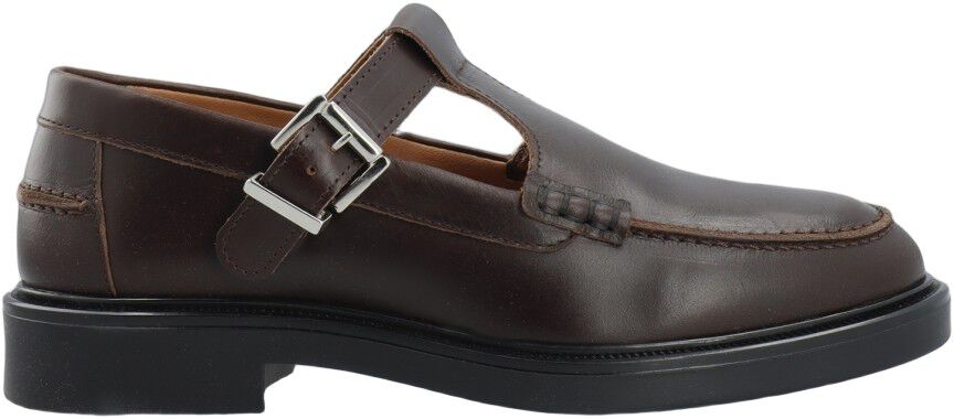 BIAADDA Moc Toe T-Strap Pull Up Leather