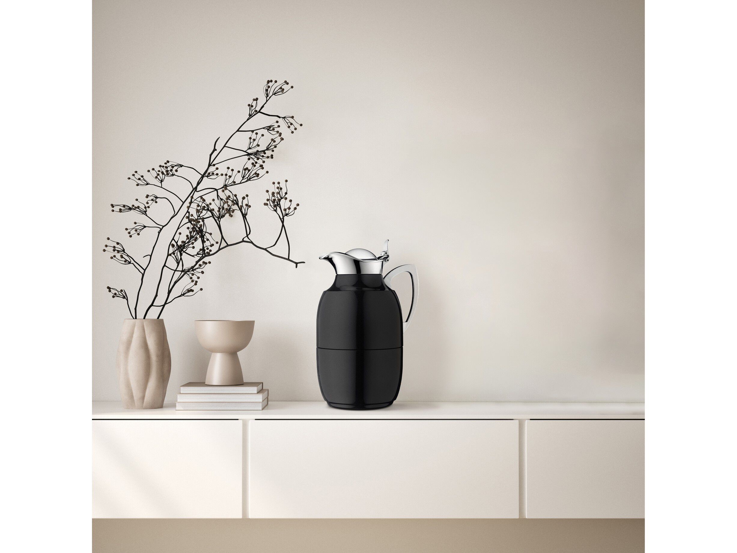 Termoskanna Juwel 1 liter Blank svart Rostfritt st&aring;l