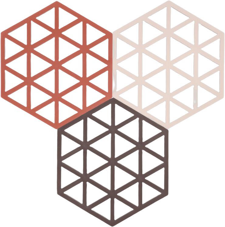 Grytunderlägg Triangles 3 st Burned Red/Rose/Kalamata