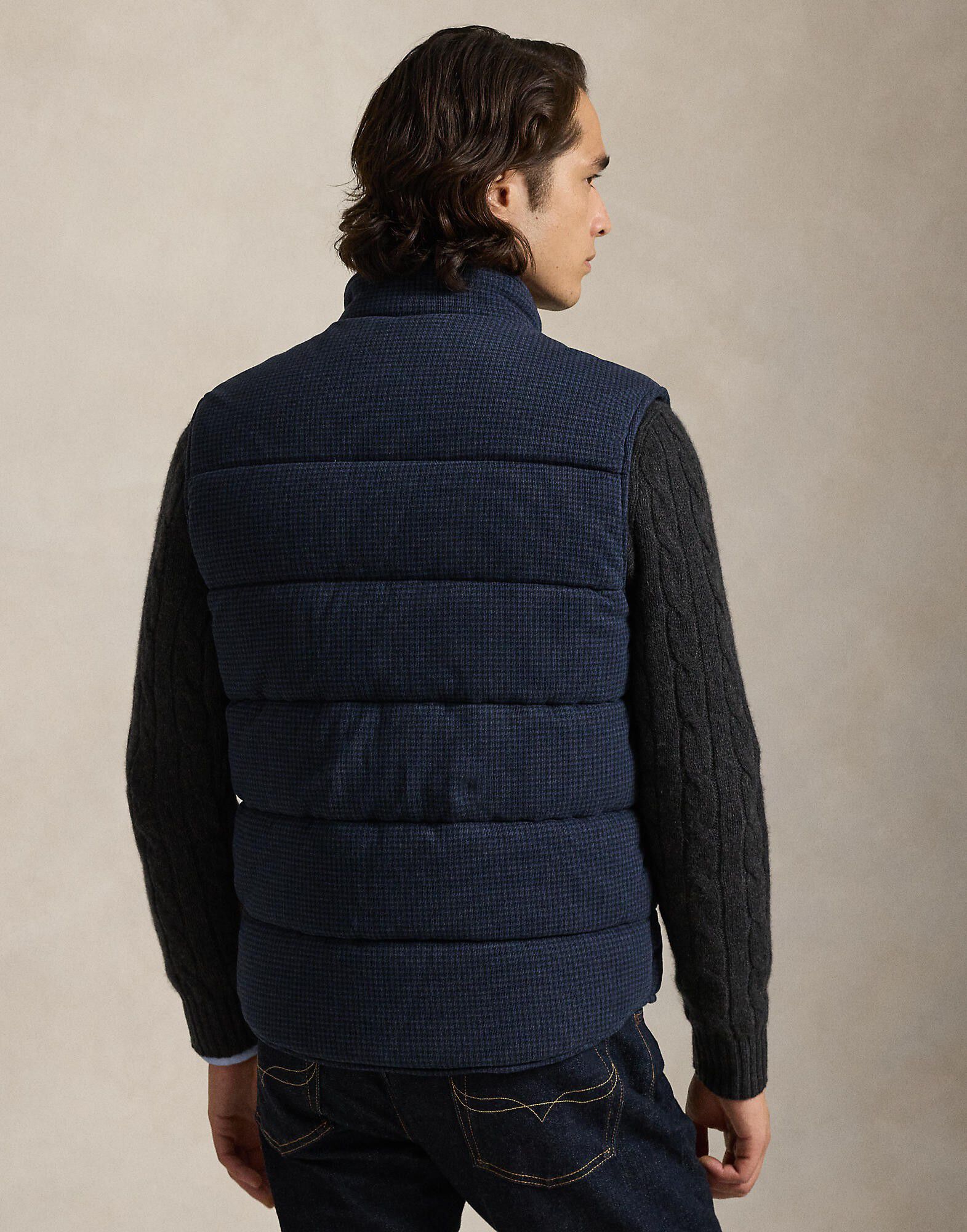 Houndstooth-Print Estate-Rib Vest