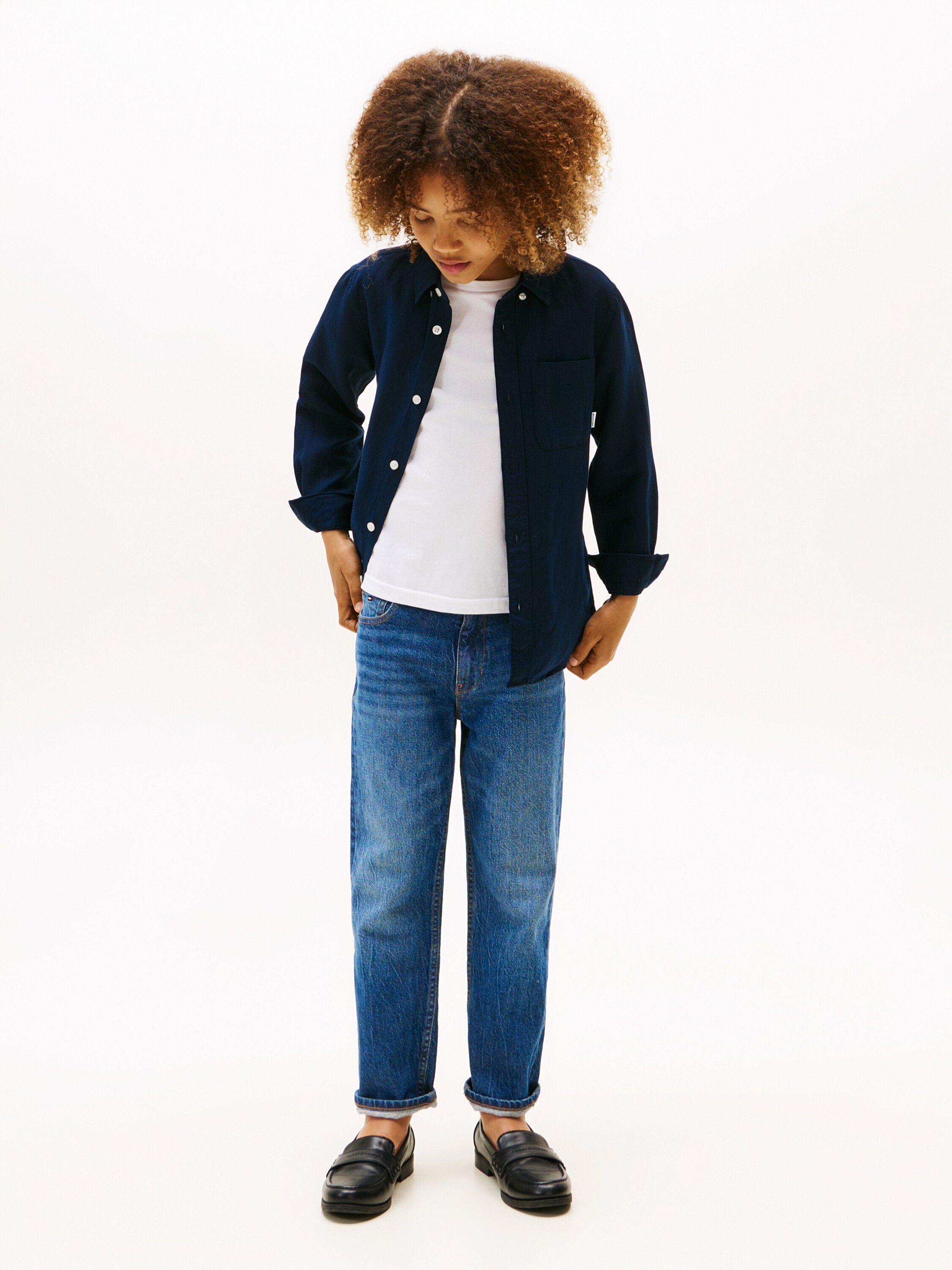 Relaxed Fit Flag Embroidery Linen Blend Shirt