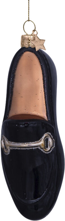 Ornament glass black gold loafer H10cm