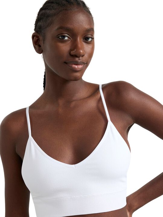 Mjuk ribbad bh utan sömmar med v-ringning