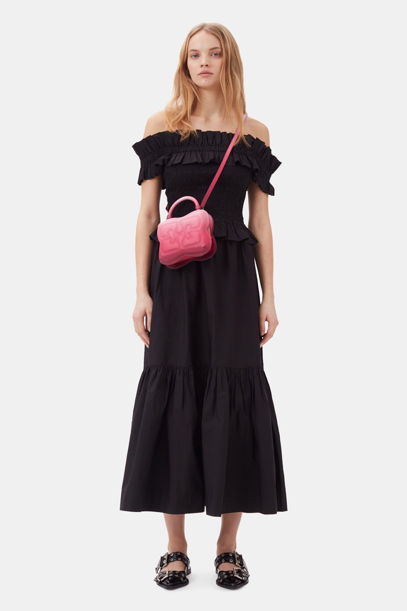 Cotton Poplin Maxi Flounce Skirt