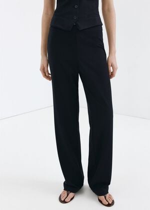 Mid-rise wide leg trousers
