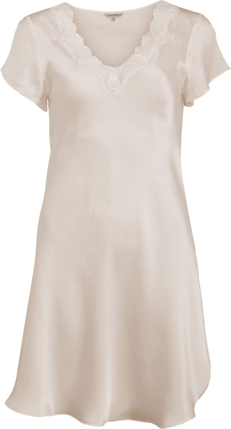 Pure Silk - Nightgown w. lace, short sleeve