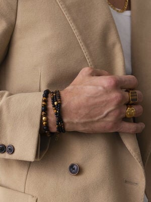 Men's Gold Signet Ring with Brown Tiger Eye