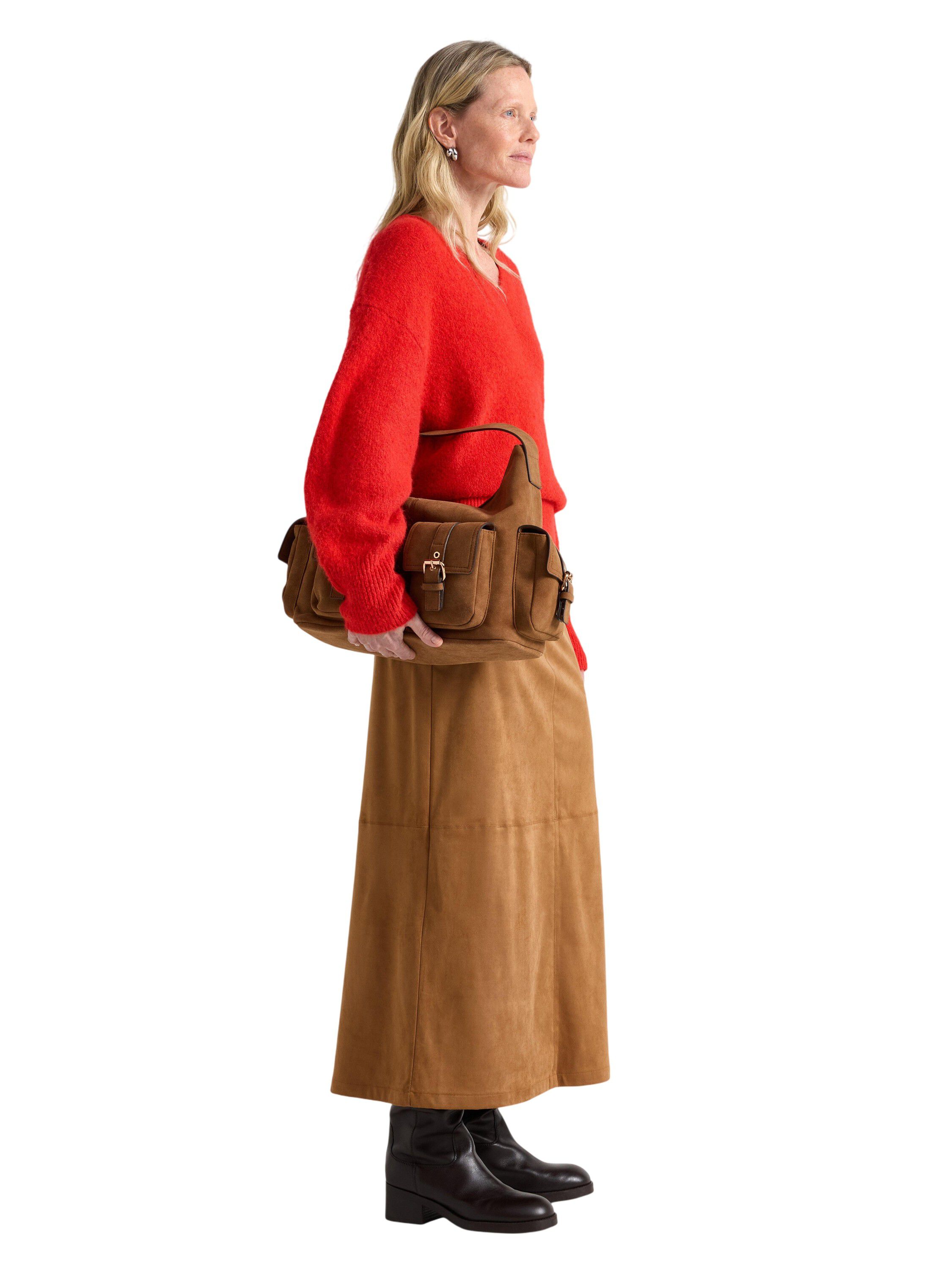 Midi skirt in soft imitation suede