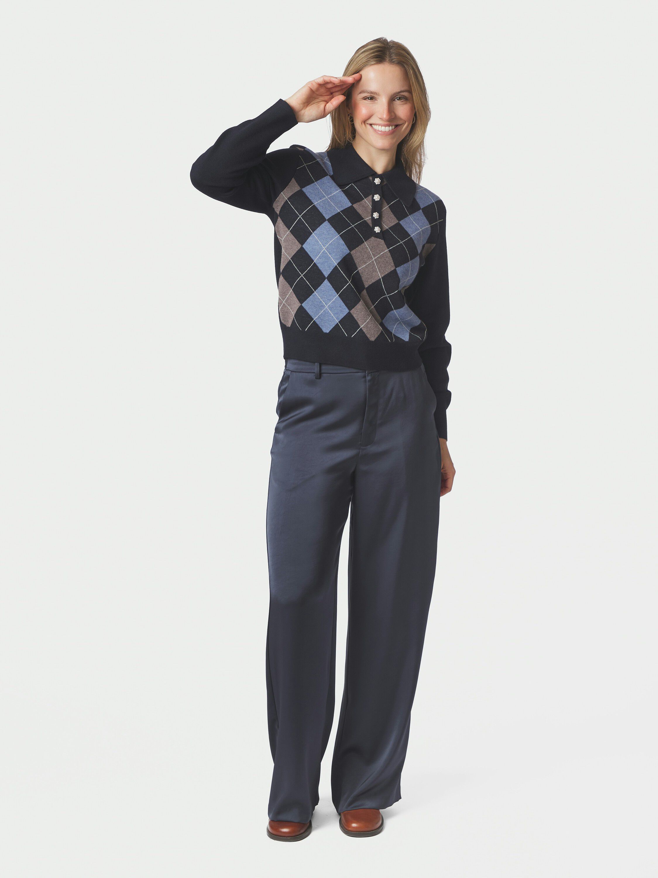 Julina Check Knit Blouse