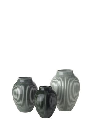Knabstrup mini vas 3 Stk ripple mat misty green, celadon green, dark g