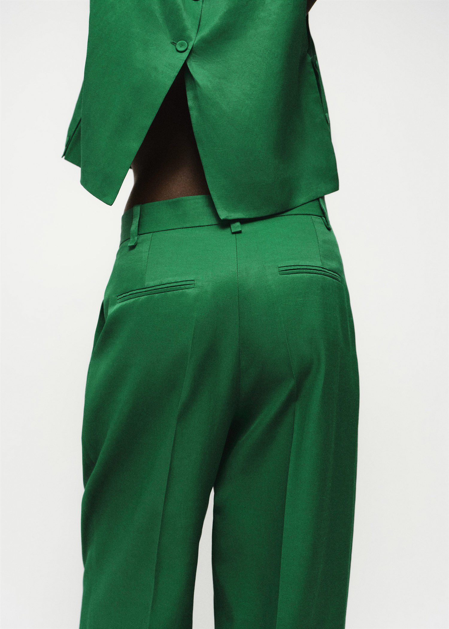 Straight-fit linen-blend suit trous