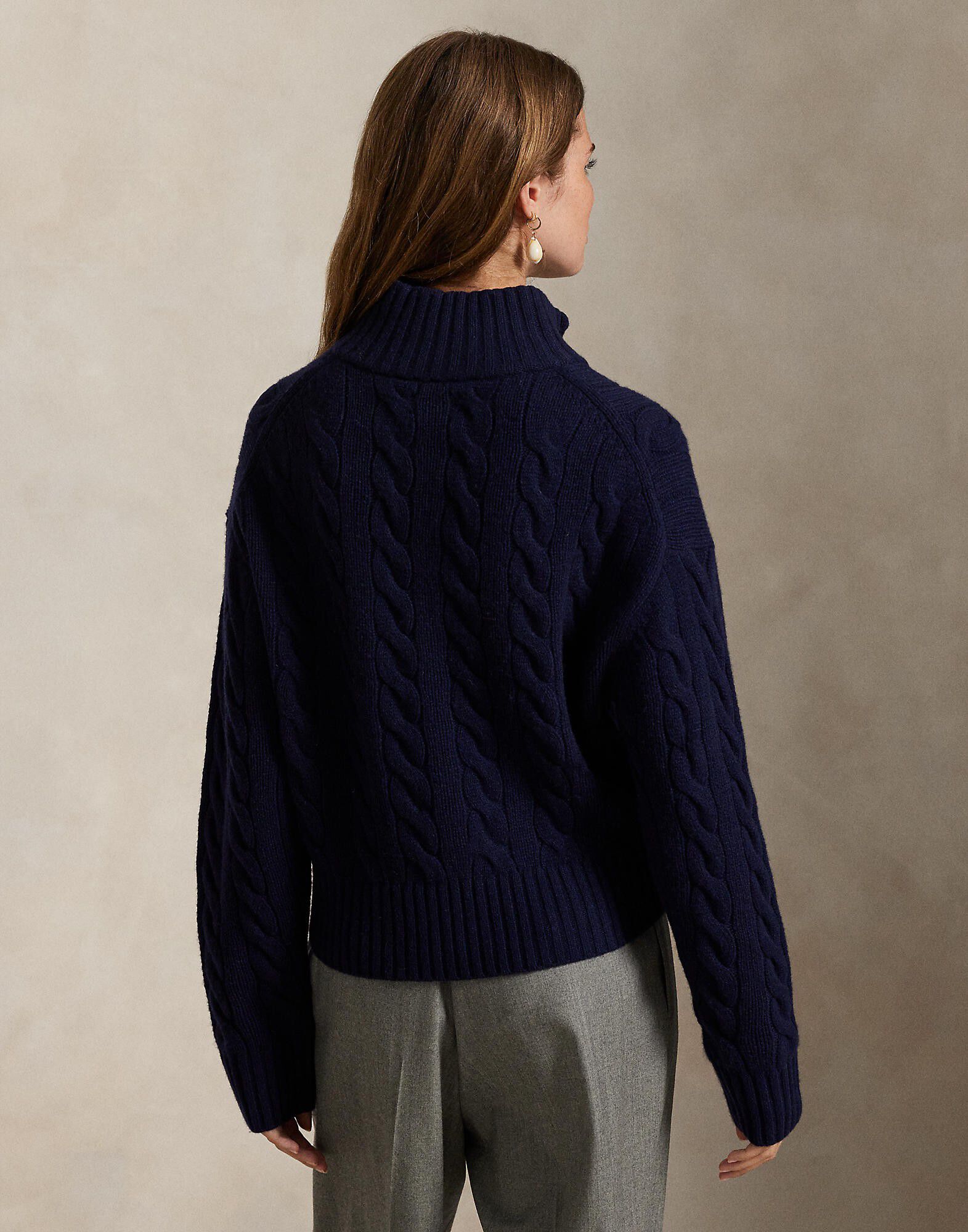 Cable Wool-Cashmere Half-Zip Sweater