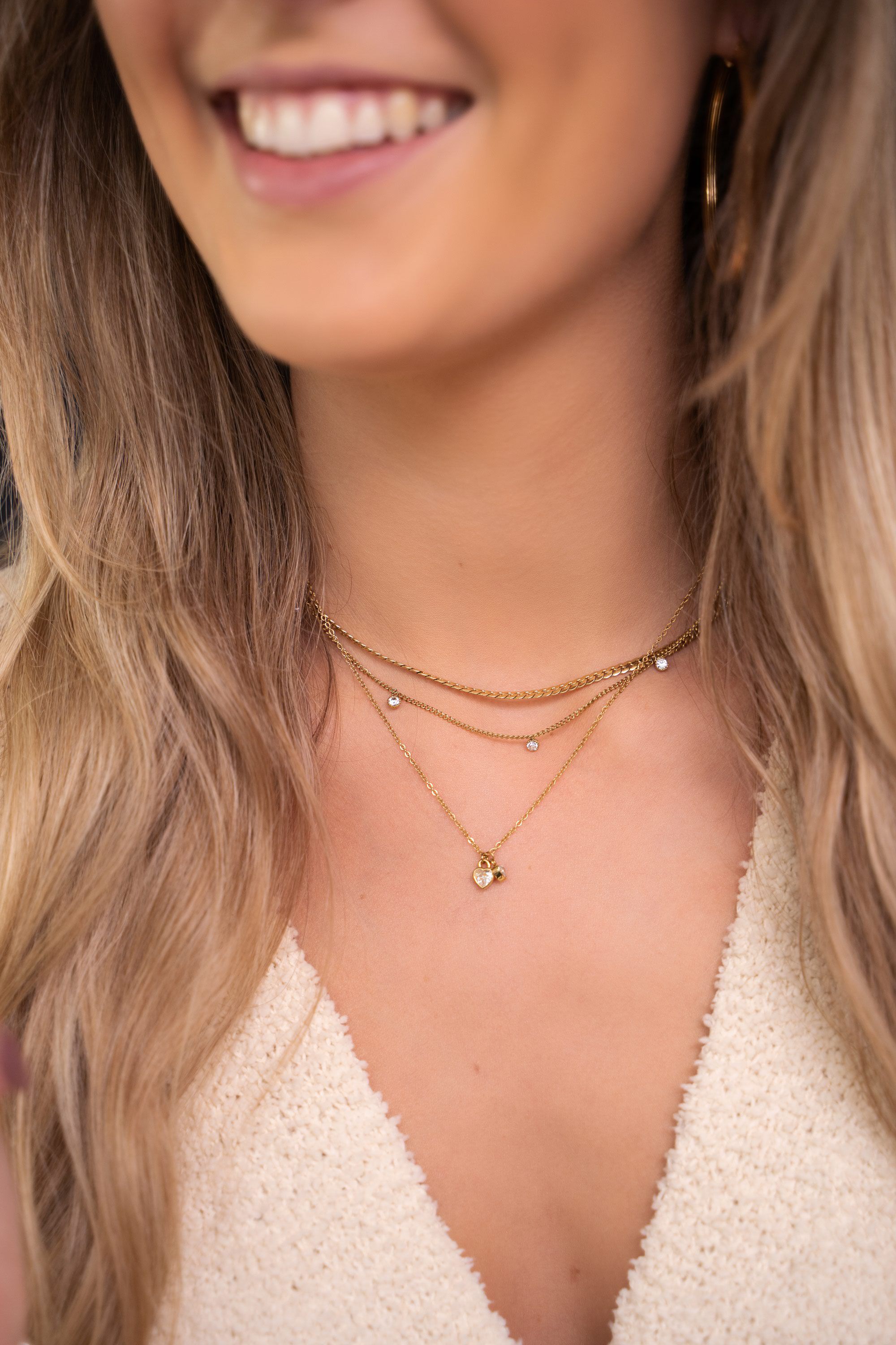 Two rhinestone heart necklace