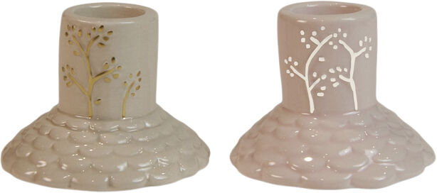 Lysestage 2ass D7x5,5cm keramik