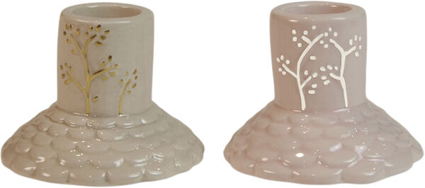 Lysestage 2ass D7x5,5cm keramik