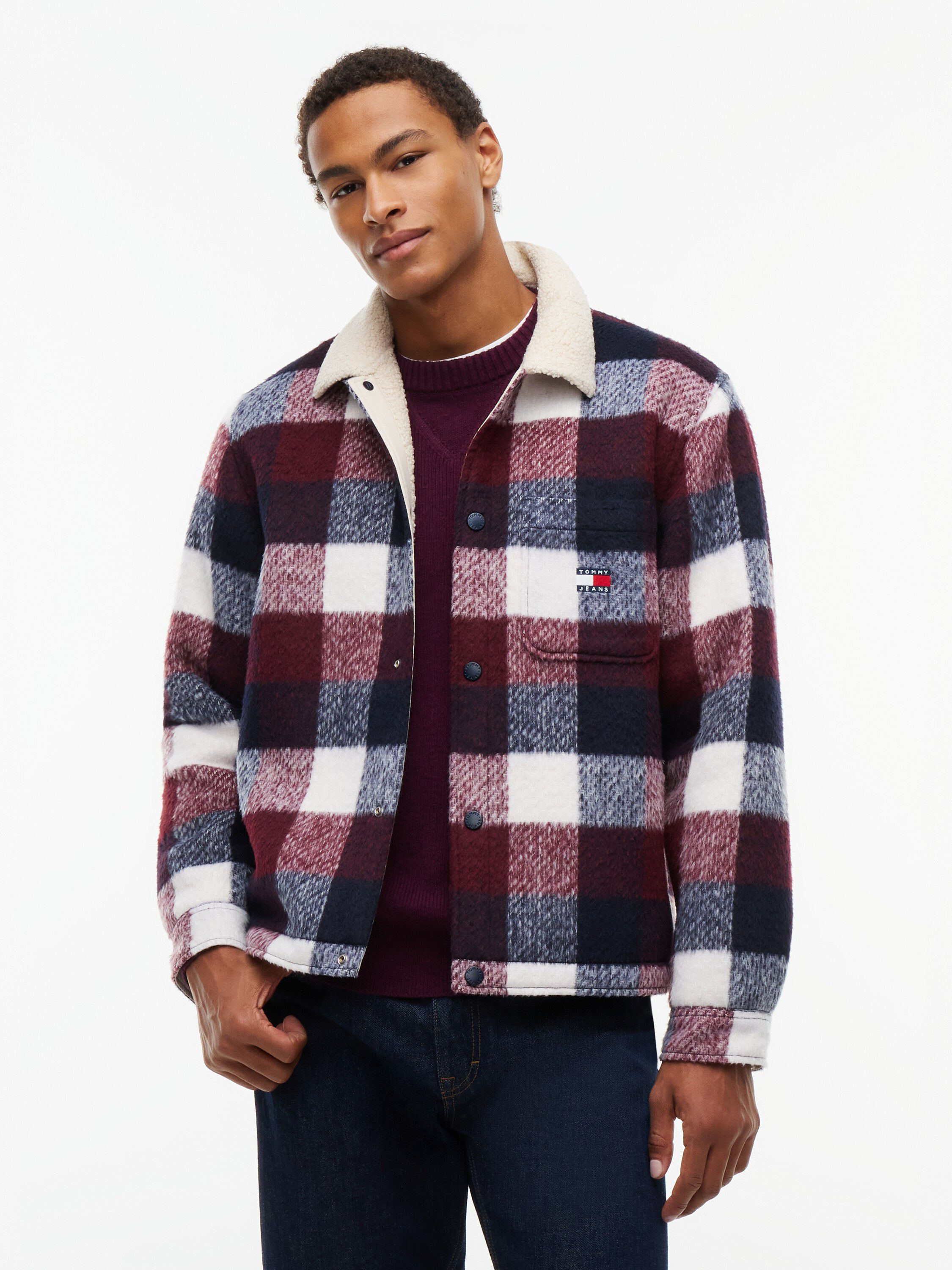 Teddy Lined Brushed Flannel Oversized Shacket
