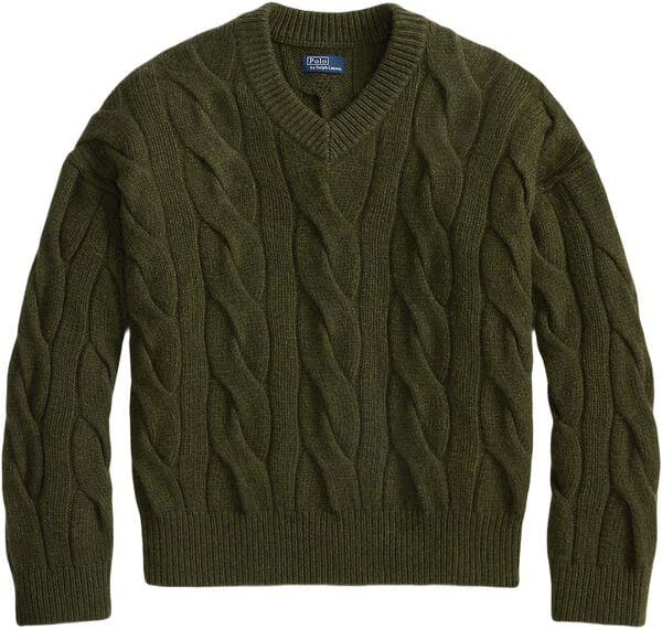 Cable-Knit Wool-Cashmere V-Neck Sweater
