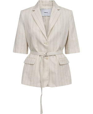 Linen suit jacket with belt