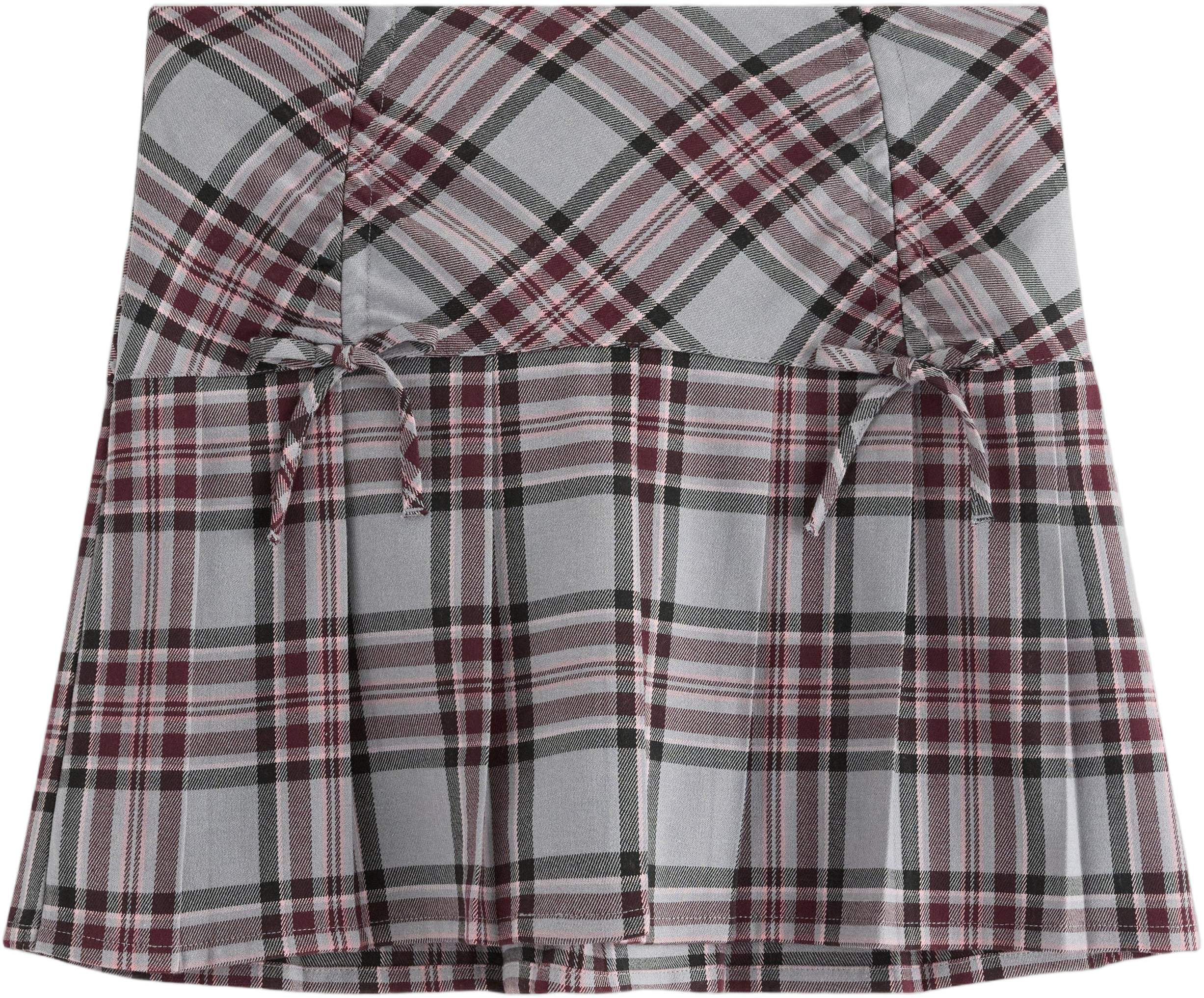 Skirt pleated with check and b