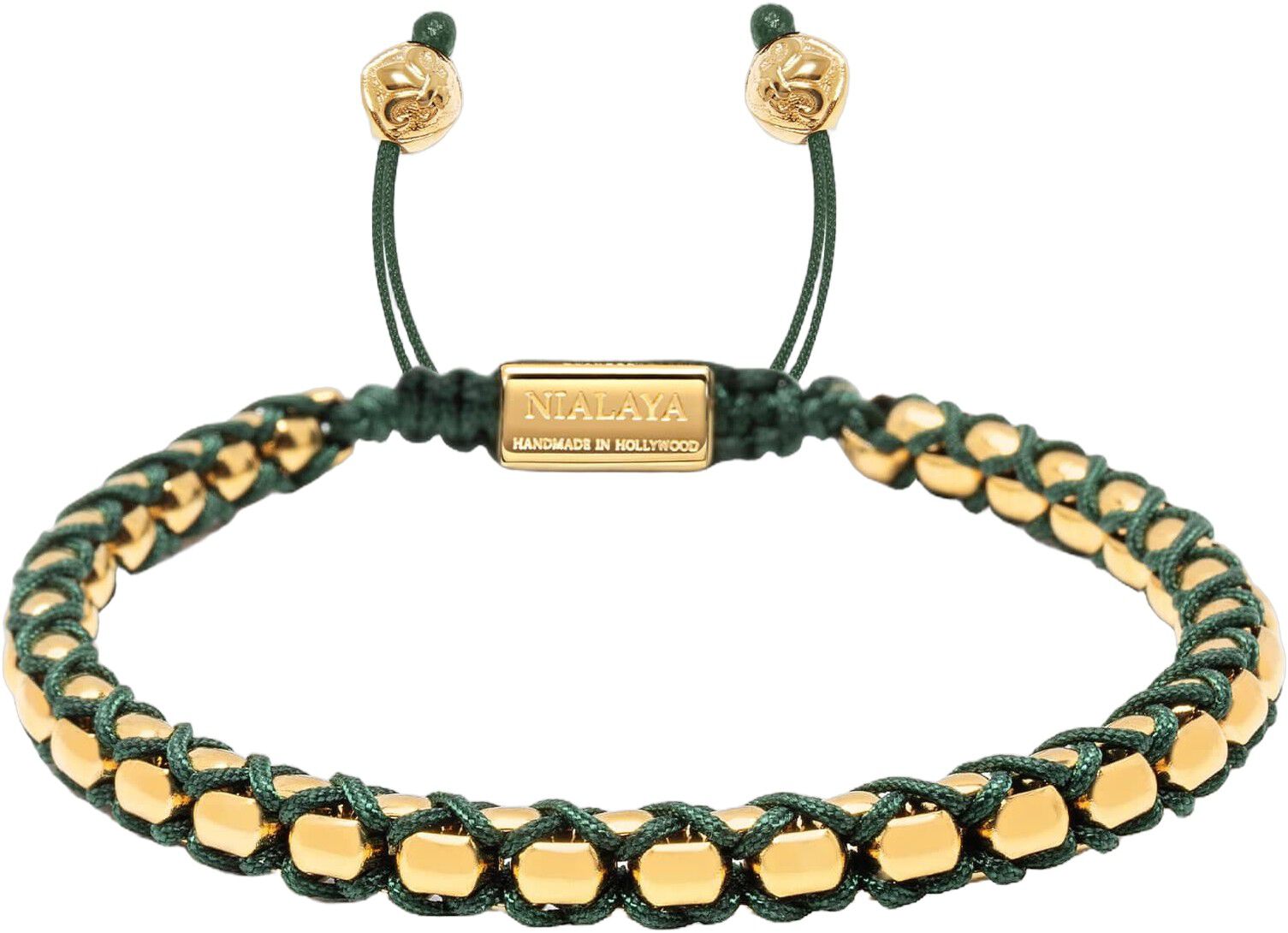 Green String Box Chain Bracelet in Gold