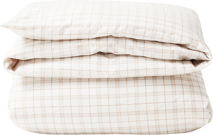 White/Beige Checked Lyocell/Cotton Bed Set