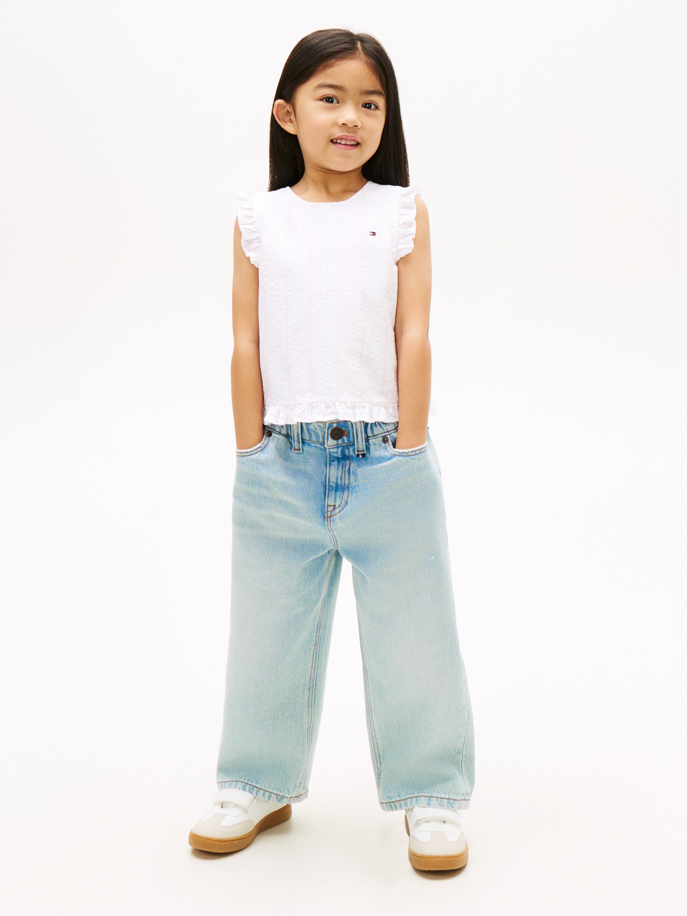 Crossover Back Seersucker Sleeveless Shirt