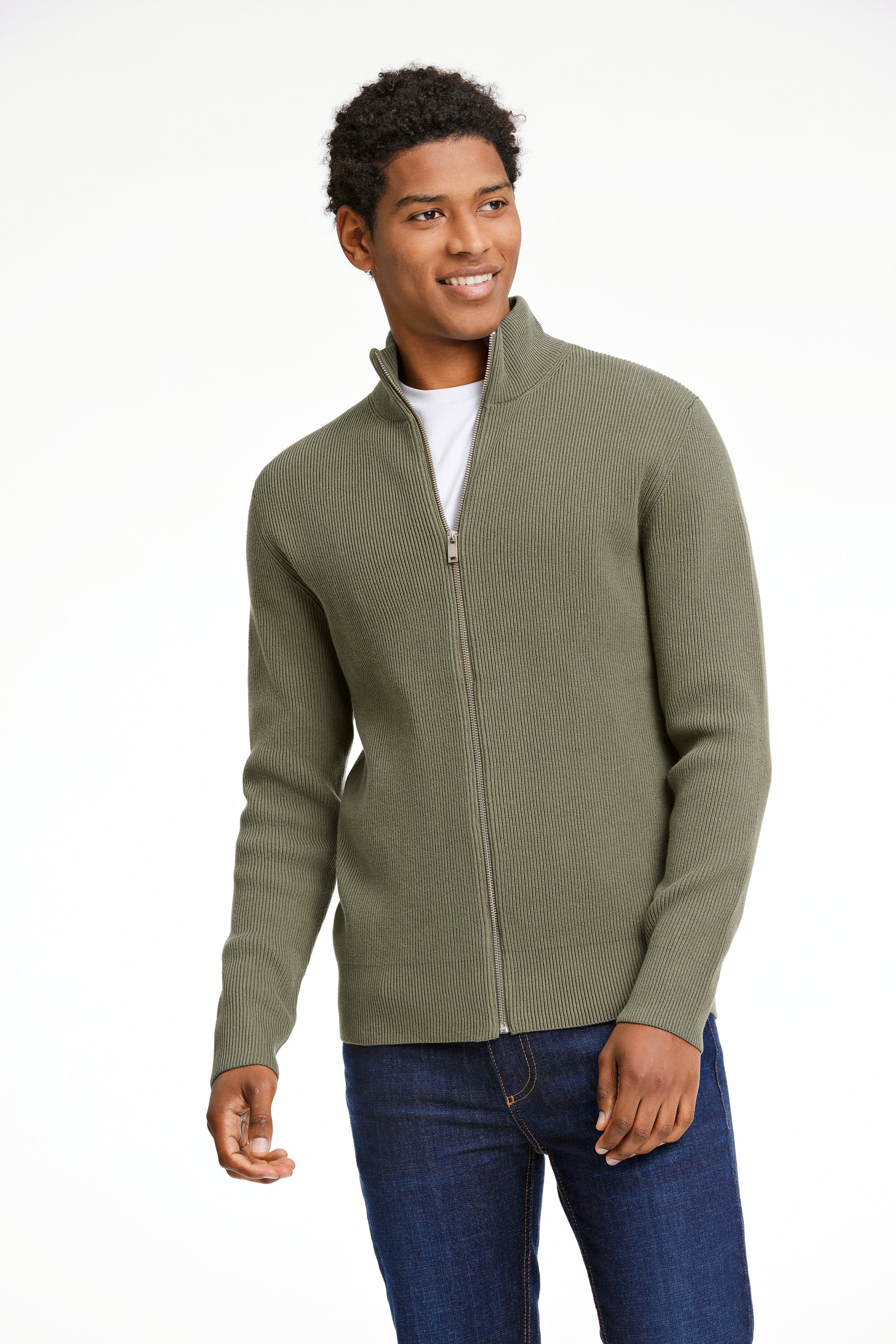 Knitted zip cardigan