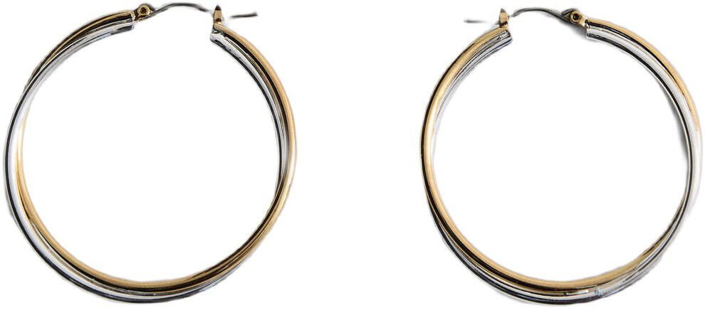 Two-tone double-hoop earrings