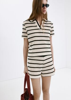 Striped crochet shorts