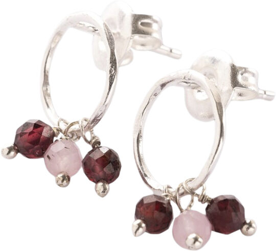 Genuine Garnet Rose Quartz Earrings SP