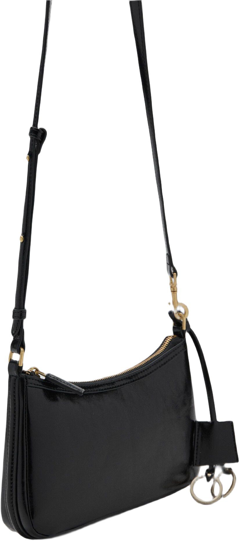 Crossbody bag with charms and rings