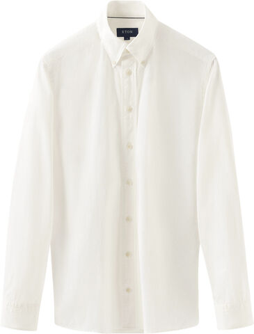 Contemporary Fit Off-White Solid Denim Shirt