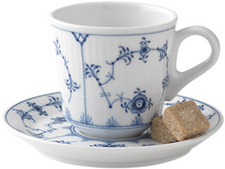 Blue Fluted Plain espressokopp med fat 9 cl