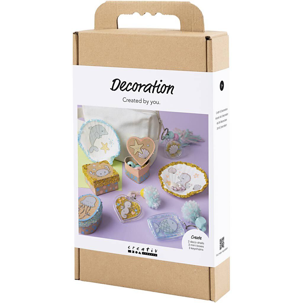 DIY Kit Dekoration, &AElig;sker, muslingeskaller, n&oslash;gleringe