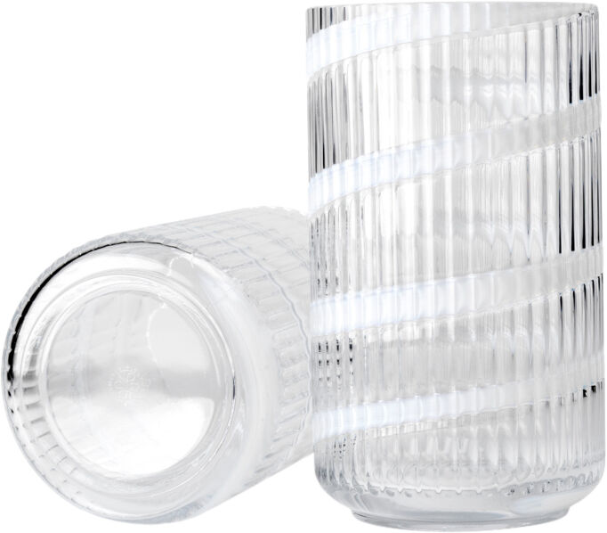 Lyngby Vase H25 cm swirl hvid mundbl&aelig;st glas