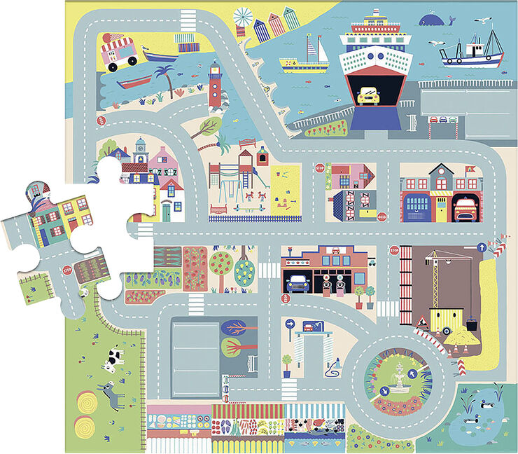 Auzou - Puslespil 25 brk - Veje og biler