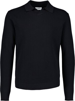 Ribbed L/S v-neck polo