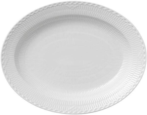 White Fluted Half Lace fat oval 36,5 cm
