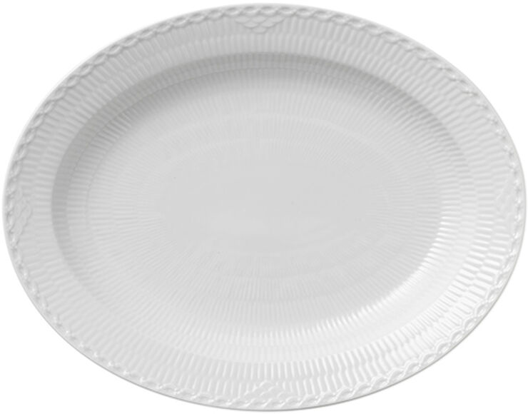 White Fluted Half Lace fat oval 36,5 cm
