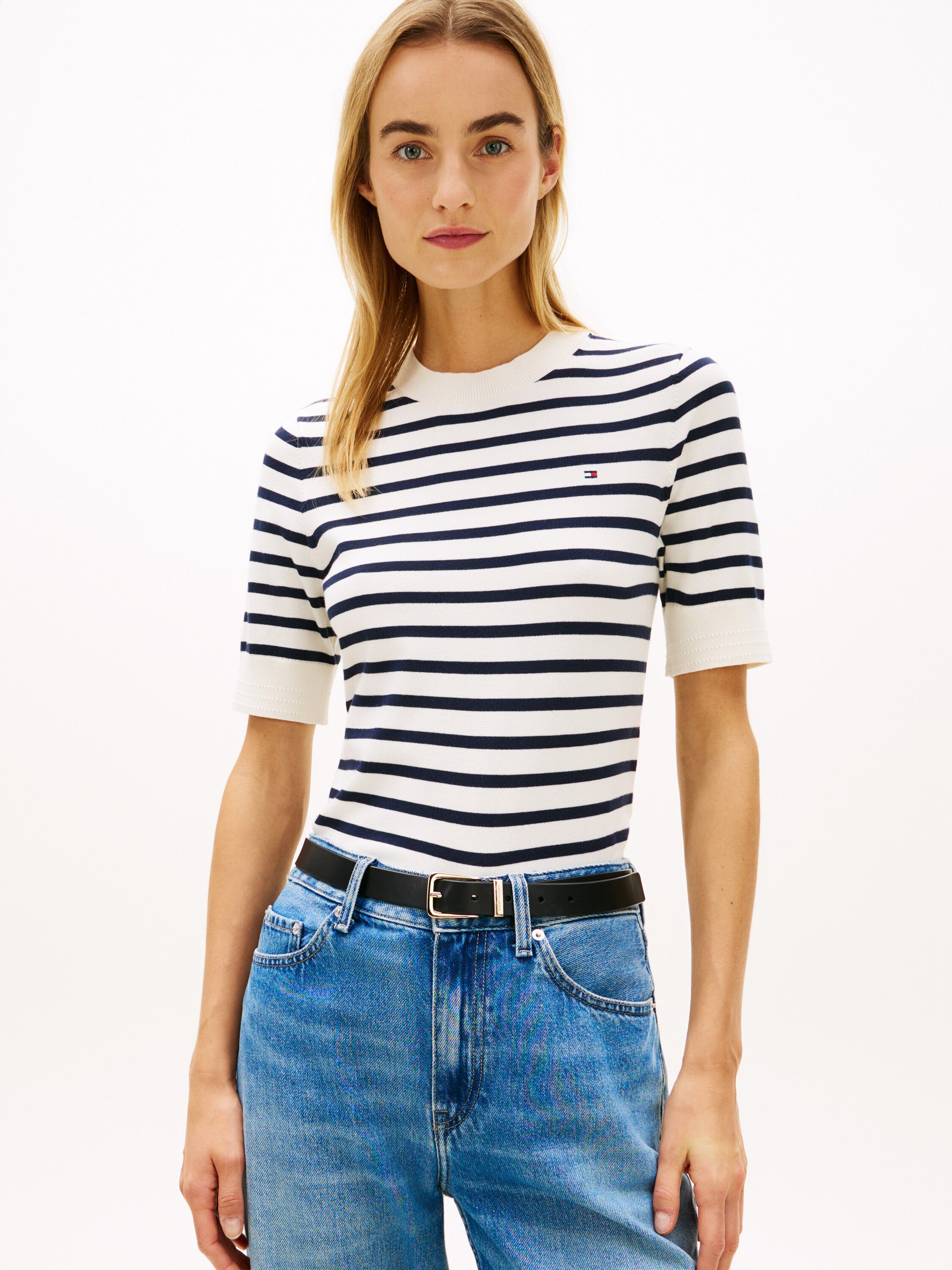 Fine Knit Jersey Short Sleeve Jumper