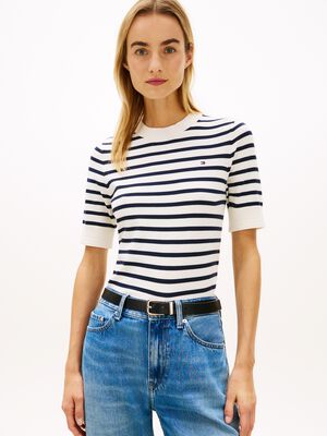Fine Knit Jersey Short Sleeve Jumper
