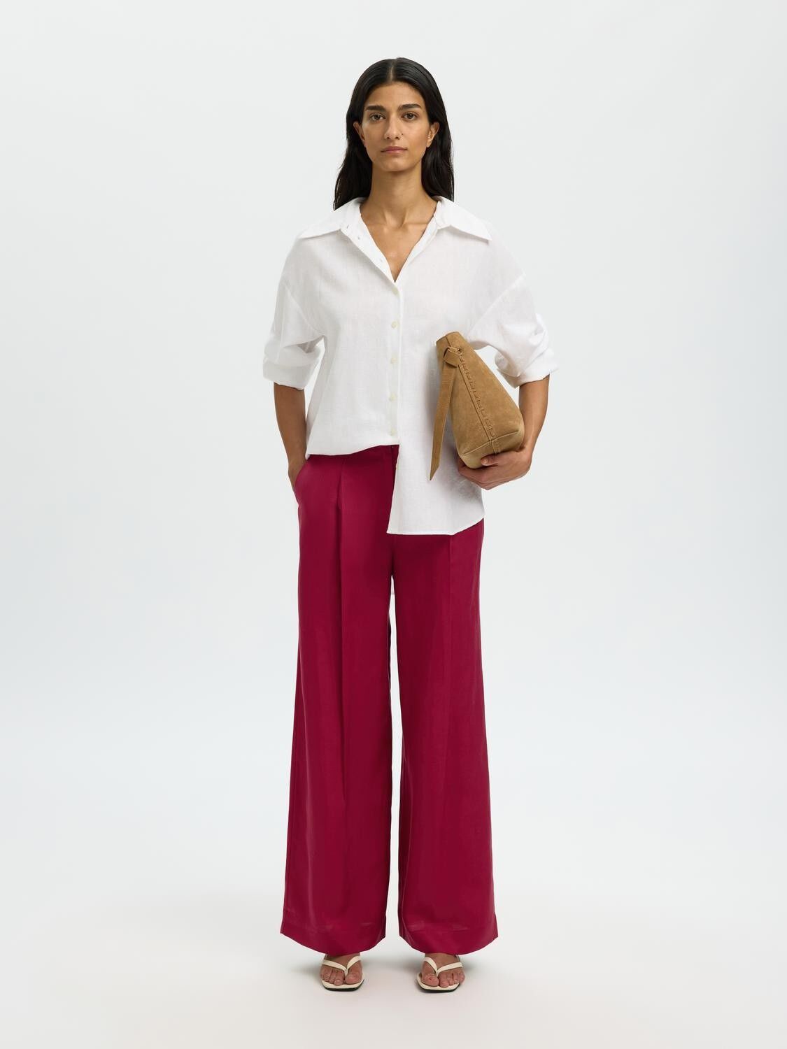 Slflyra Hw Wide Linen Blend Pant Noos