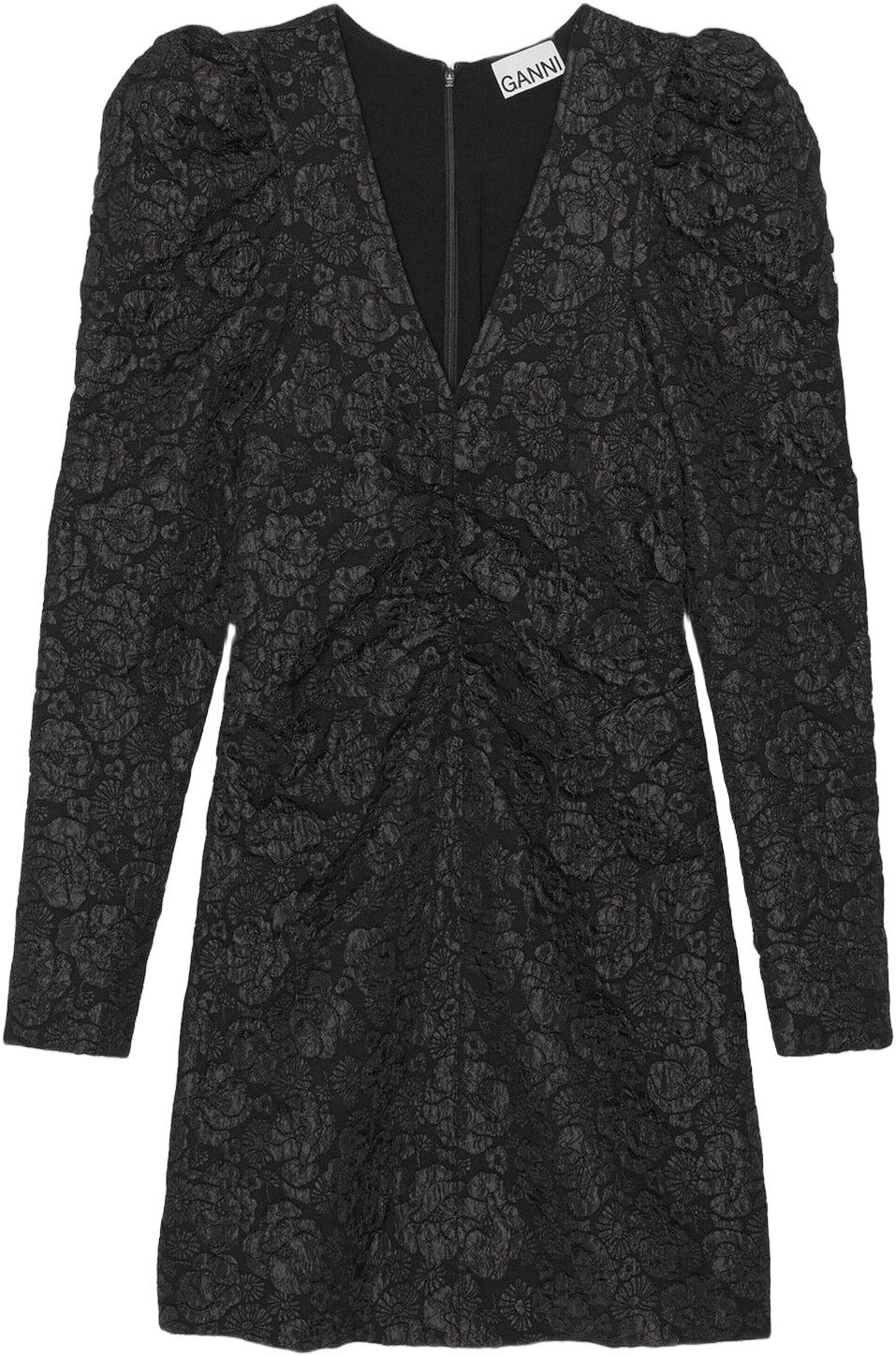 Stretch Jacquard V-neck Mini Dress