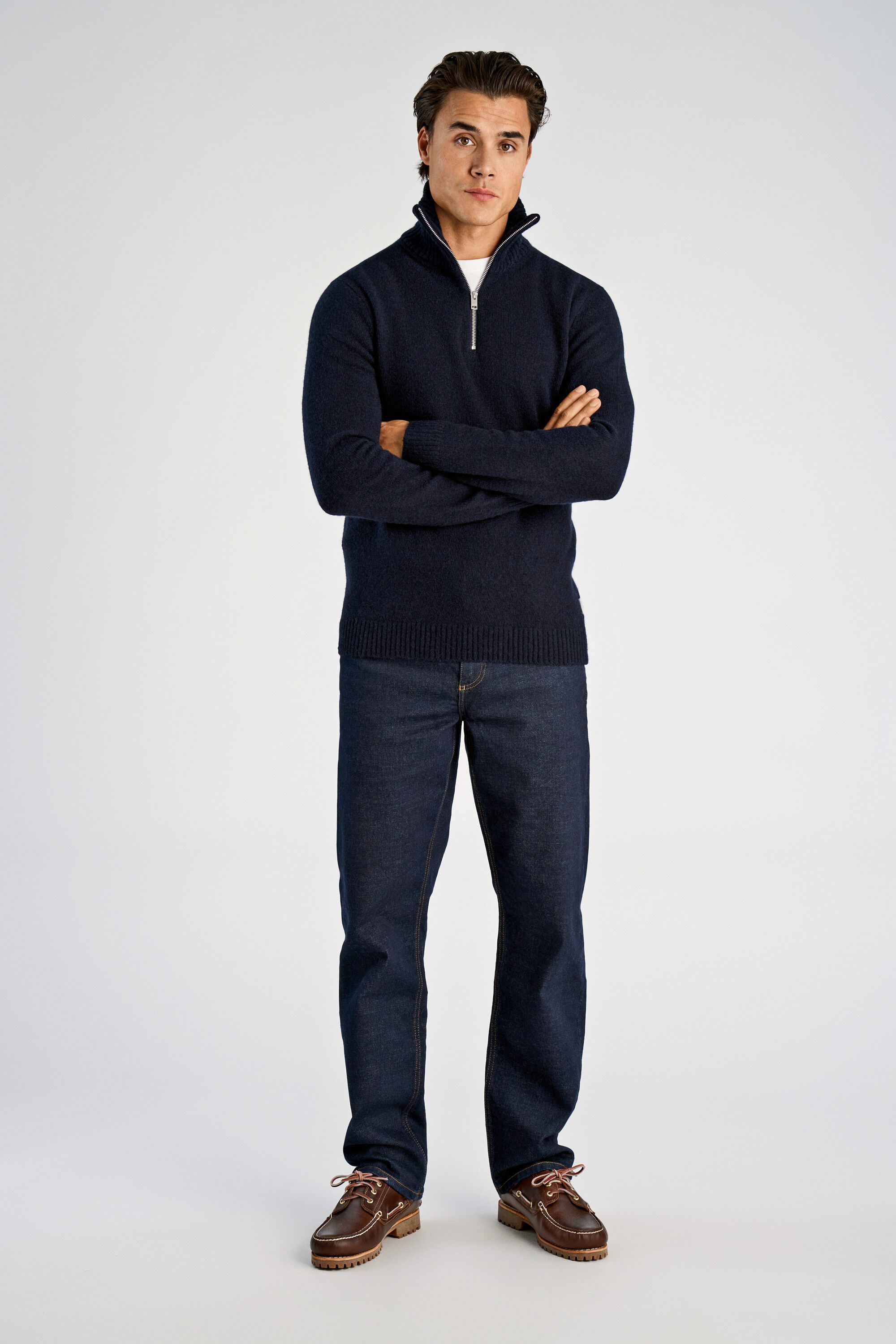 Lambswool half zip knit