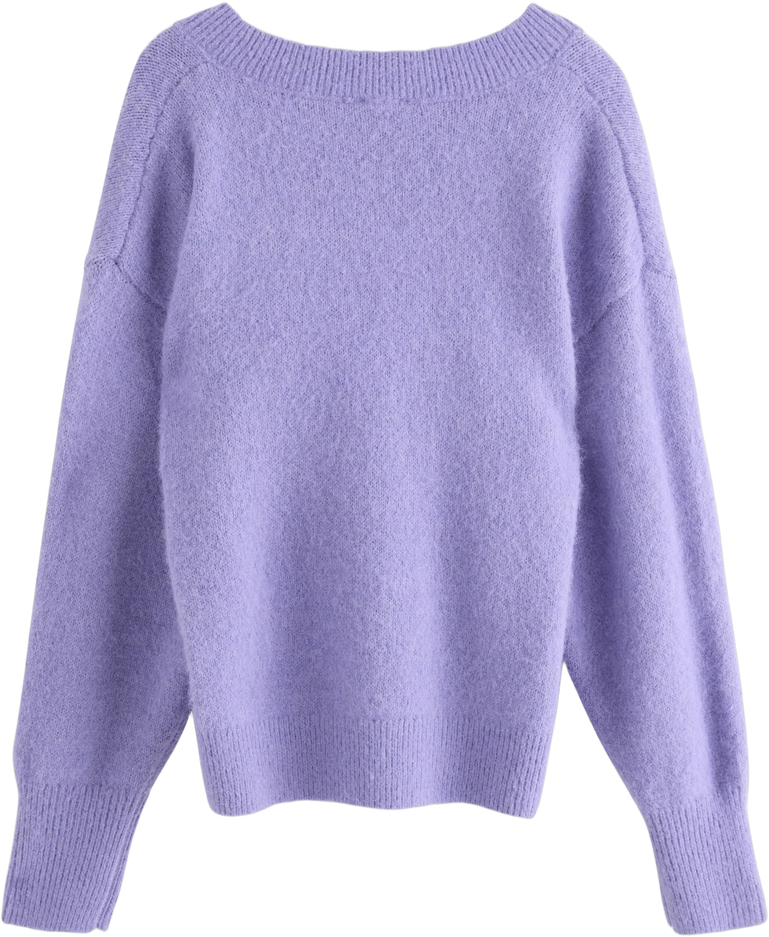 Strikket V-hals tr&oslash;je med en afslap