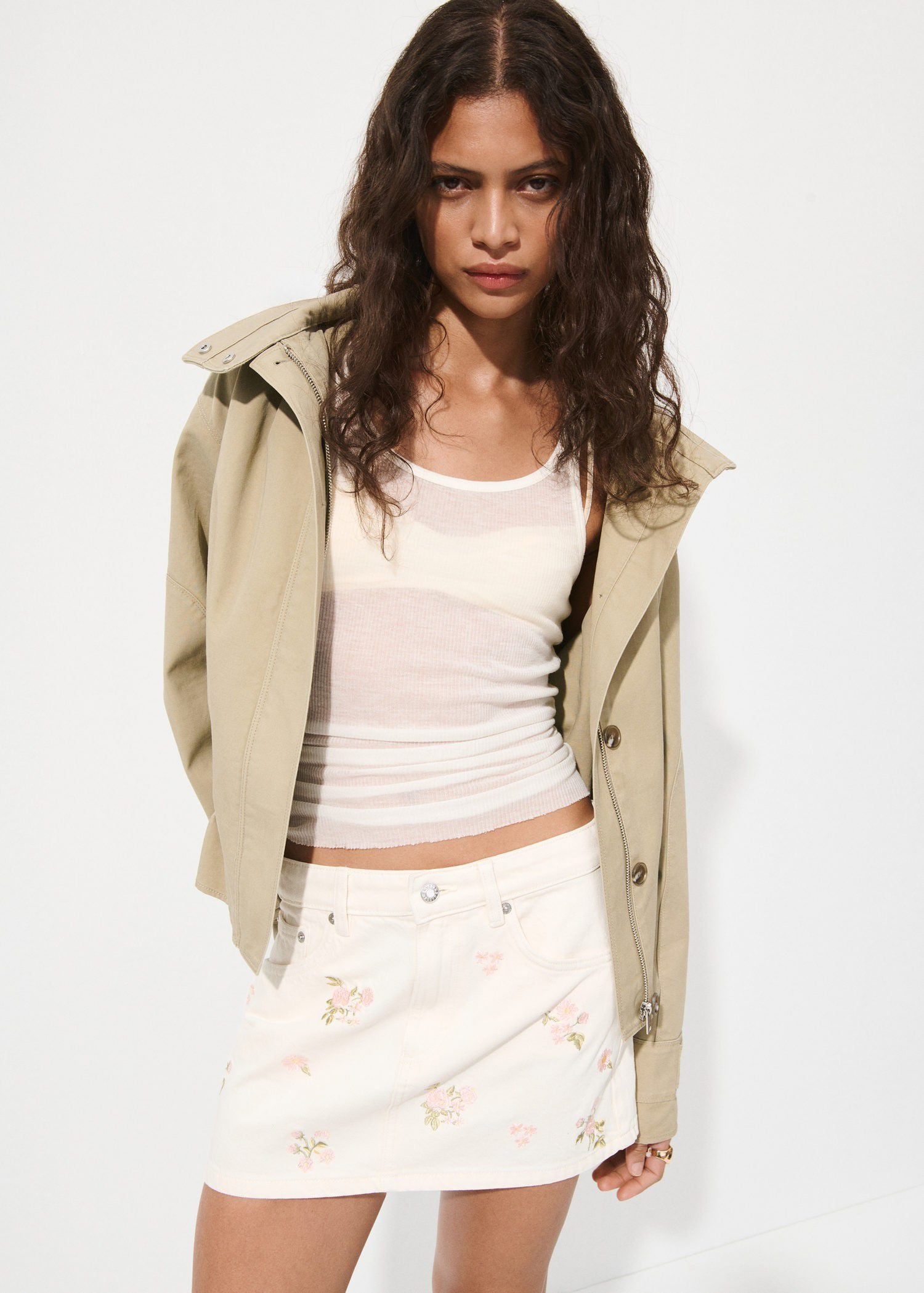 Floral embroidery skirt