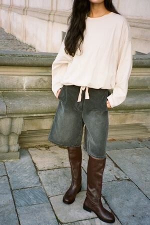 Denim black wide shorts - Raha