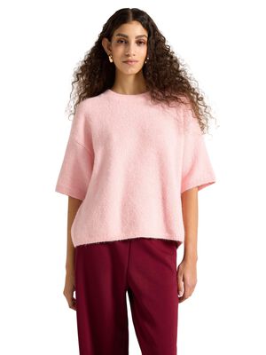 Strikket genser med korte ermer og