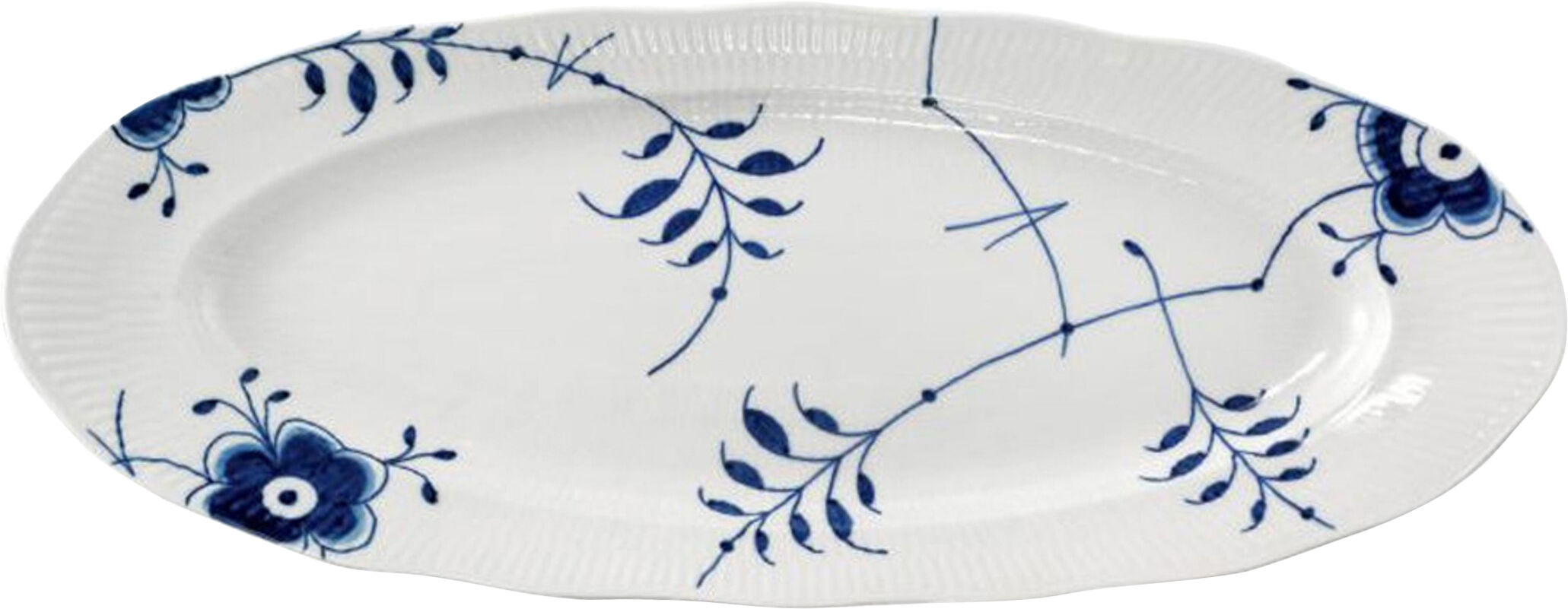 Blue Fluted Mega fat oval 60 cm