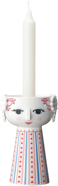 Eva Lysestage H14 cm støvet rød